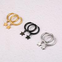 Huggie Hoop Drop Earring 304 Stainless Steel Star Vacuum Ion Plating fashion jewelry & Unisex 17mm 7mm Sold By PC