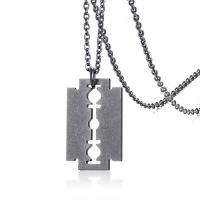 Stainless Steel Jewelry Necklace, 304 Stainless Steel, Razor Blade, Vacuum Ion Plating, fashion jewelry & for man, 20x32mm, Length:Approx 19.69 Inch, Sold By PC