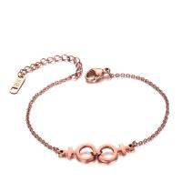 Stainless Steel Jewelry Bracelet, 304 Stainless Steel, rose gold color plated, fashion jewelry & for woman, rose gold color, Length:Approx 6.89 Inch, Sold By PC