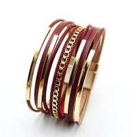 Leather Cord Bracelet, Tibetan Style, with Leather, fashion jewelry & multilayer & for woman, more colors for choice, nickel, lead & cadmium free, Length:Approx 7.48 Inch, Sold By PC