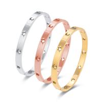 Acier titane bracelet ordinaire, Rond, Placage, bijoux de mode & pour femme & creux, plus de couleurs à choisir, Diamètre intérieur:Environ 60x50mm, Vendu par PC