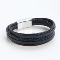 PU Leather Bracelet, with Tibetan Style, plated, fashion jewelry & for man, more colors for choice, Length:21 cm, Sold By PC