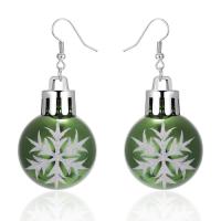 Christmas Earrings Resin with Zinc Alloy Round silver color plated fashion jewelry & for woman Sold By Pair