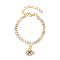Evil Eye Jewelry Bracelet, Tibetan Style, with Resin, with 6cm extender chain, gold color plated, Adjustable & fashion jewelry & for woman & with rhinestone, more colors for choice, nickel, lead & cadmium free, Length:16 cm, Sold By PC