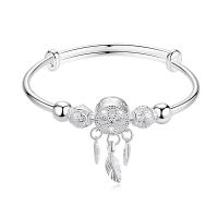 Brass Bangle, Round, silver color plated, Adjustable & fashion jewelry & different styles for choice & for woman, more colors for choice, nickel, lead & cadmium free, Inner Diameter:Approx 55mm, Length:Approx 17.5 cm, Sold By PC
