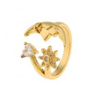 Cubic Zirconia Micro Pave Brass Ring, gold color plated, Adjustable & Unisex & micro pave cubic zirconia, Sold By PC