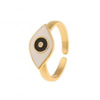 cobre Cuff Ring Finger, cromado de cor dourada, Ajustável & para mulher & esmalte, vendido por PC