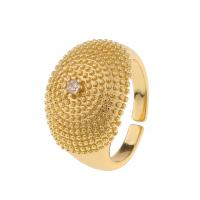 Cubique anneau en laiton Circonia Micro Pave, Placage de couleur d'or, Réglable & unisexe & pavé de micro zircon & émail, Vendu par PC
