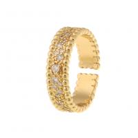 Cubic Zirconia Micro Pave Brass Ring, gold color plated, Adjustable & Unisex & micro pave cubic zirconia, more colors for choice, Sold By PC