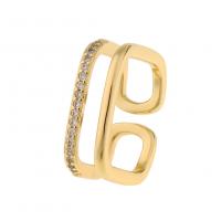 Cúbicos Circonia Micro Pave anillo de latón, metal, chapado en color dorado, Ajustable & unisexo & micro arcilla de zirconia cúbica, Vendido por UD