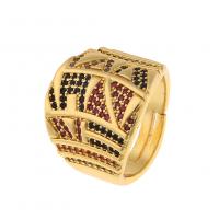 Cubic Zirconia Micro Pave Brass Ring, gold color plated, Adjustable & Unisex & micro pave cubic zirconia, more colors for choice, Sold By PC