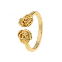 Sárgaréz Mandzsetta Finger Ring, Virág, arany színű aranyozott, Állítható & egynemű, Által értékesített PC
