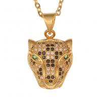 Кубический циркон микро проложить латуни ожерелье, Латунь, плакирован золотом, разные стили для выбора & инкрустированное микро кубического циркония & Женский, разноцветный, 16x38mm, длина:Приблизительно 17.7 дюймовый, продается PC