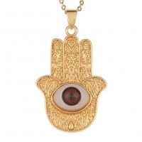 Brass Necklace Hamsa gold color plated Unisex & enamel Length Approx 17.7 Inch Sold By PC
