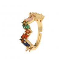 Cubic Zirconia Micro Pave Brass Ring gold color plated Adjustable & Unisex & micro pave cubic zirconia multi-colored Sold By PC