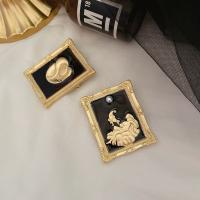 Enamel Brooch Zinc Alloy Rectangle gold color plated Unisex nickel lead & cadmium free Sold By Lot
