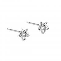 925 Sterling Silver Stud Earring, Star, plated, for woman & hollow, more colors for choice, 5.30x5mm, Sold By Pair
