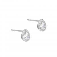 925 Sterling Silver Stud Earring Teardrop plated & for woman & with rhinestone Sold By Pair