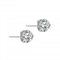 925 Sterling Silver Stud Earring plated for woman & with rhinestone 6.50mm Sold By Pair