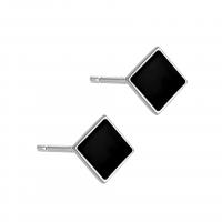 925 Sterling Silver Stud Earring Square plated for woman & epoxy gel Sold By Pair