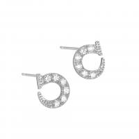 925 Sterling Silver Stud Earring, plated, for woman & with rhinestone, more colors for choice, 7.30x8mm, Sold By Pair