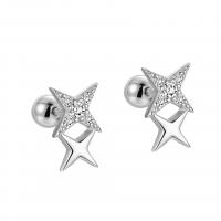 925 Sterling Silver Stud Earring plated for woman & with rhinestone Sold By Pair