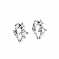 925 Sterling Silver Lever Back Earring, plated, for woman & with rhinestone, more colors for choice, 8x10mm, Sold By Pair