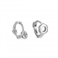 925er Sterling Silber asymmetrische Ohrringe, plattiert, für Frau, keine, 6x8mm, verkauft von Paar