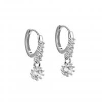 925 Sterling Silver Huggie Hoop Drop Earring plated for woman & with rhinestone Sold By Pair