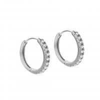 925 Sterling Silver Huggie Hoop Earring plated & for woman & with rhinestone Sold By Pair