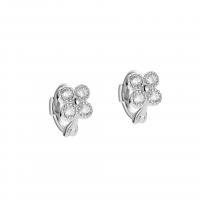 925 Sterling Silver Lever Back Earring Four Leaf Clover plated for woman & with rhinestone Sold By Pair