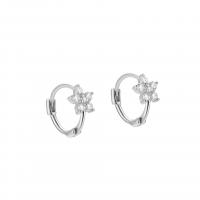 925 Sterling Silver Lever Back Earring Flower plated for woman & with rhinestone Sold By Pair