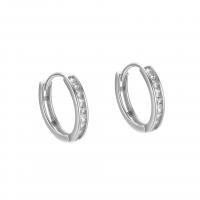 925 Sterling Silver Huggie Hoop Earring, plated, for woman & with rhinestone, more colors for choice, 12x15mm, Sold By Pair