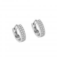 925 Sterling Silver Lever Back Earring, plated, for woman & with rhinestone, more colors for choice, 9x12mm, Sold By Pair