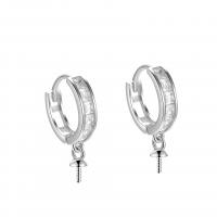 925 Sterling Silver Huggie Hoop Earring Finding plated with rhinestone Sold By Pair