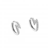 925 Sterling Silver Lever Back Earring, plated, for woman & with rhinestone, more colors for choice, 8x11mm, Sold By Pair
