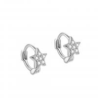 925 Sterling Silver Huggie Hoop Earring Finding Star plated for woman & with rhinestone Sold By Pair