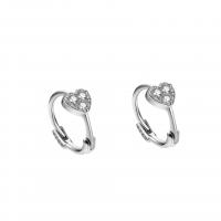 925 Sterling Silver Lever Back Earring, Heart, plated, for woman & with rhinestone, more colors for choice, 7.50x10mm, Sold By Pair