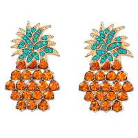 Rhinestone Earring Zinc Alloy with Glass Rhinestone Pineapple fashion jewelry & for woman & with rhinestone nickel lead & cadmium free Sold By Pair
