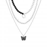 Mode-Multi-Layer-Halskette, Zinklegierung, mit Kunststoff Perlen, Modeschmuck & mehrschichtig & unisex, frei von Nickel, Blei & Kadmium, Länge:ca. 21.46 ZollInch, verkauft von PC