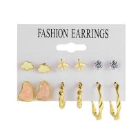 Zinc Alloy Earring Set with Plastic Pearl fashion jewelry & for woman & with rhinestone nickel lead & cadmium free Sold By Set