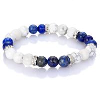 Gemstone Bracelets, Natural Stone, with Tibetan Style, different materials for choice & Unisex & with rhinestone, more colors for choice, nickel, lead & cadmium free, Length:Approx 6.52 Inch, Sold By PC