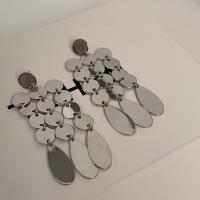 Brincos de gota de liga de zinco, joias de moda & para mulher, prateado, níquel, chumbo e cádmio livre, 60mm, vendido por par