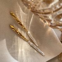Freshwater Pearl øreringe, Zinc Alloy, med Ferskvandsperle, mode smykker & for kvinde, gylden, nikkel, bly & cadmium fri, 80mm, Solgt af par