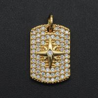 Cubic Zirconia Micro Pave Brass Pendant, micro pave cubic zirconia, golden, 18.40x10.40mm, 3PCs/Bag, Sold By Bag