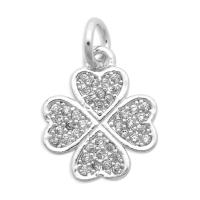 Cubic Zirconia Micro Pave Brass Pendant, Four Leaf Clover, micro pave cubic zirconia, more colors for choice, 17x11.60mm, 3PCs/Bag, Sold By Bag