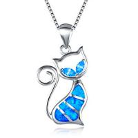 Brass Jewelry Pendants, with Artificial Opal, Cat, mixed colors, 15-60mm, Sold By PC