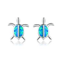 Zinc Alloy Stud Earring with Artificial Opal zinc alloy post pin Turtle plated for woman 3-30mm Sold By Pair