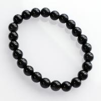 Obsidiana pulseira, polido, unissex, preto, comprimento Aprox 21 cm, vendido por PC