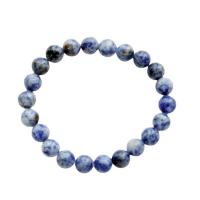 Pulseiras de pedras preciosas, Blue Speckle Stone, polido, unissex, azul, comprimento Aprox 21 cm, vendido por PC